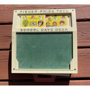 Vintage 1972 Fisher Price School Days Portable Original Play Desk Chalk Board